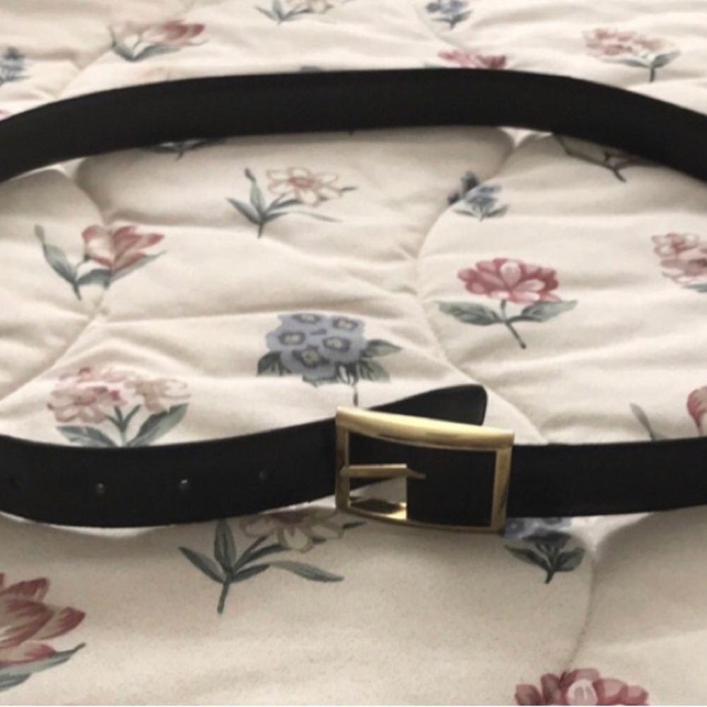 Elegant Black Belt with Gold Buckle